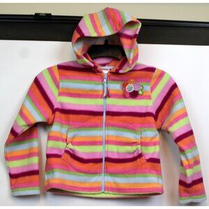 Gymboree Snow Blossom Flower Fleece Jacket Girls sz 7 Colorful Striped Gathered